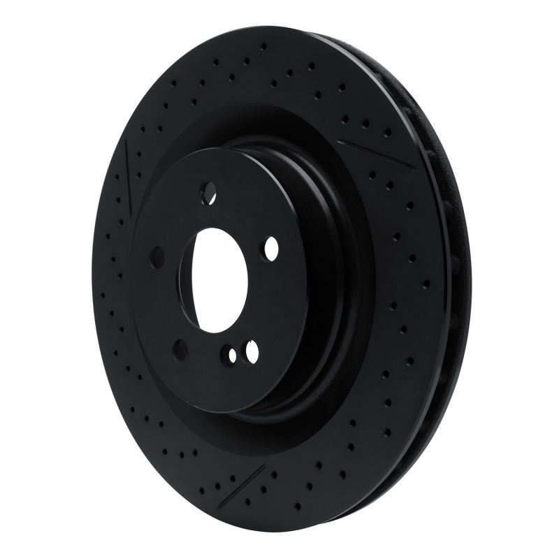 Mercedes-Benz CLK63 AMG Brake Rotor (1) - Rear - R1 Concepts - Drilled & Slotted - Black - `05-`11